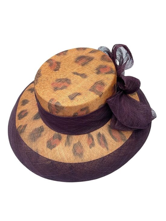 August Hat Co Leopard Print Fascinator Cocktail Hat  Brown Mesh Bow  OS New main image 13